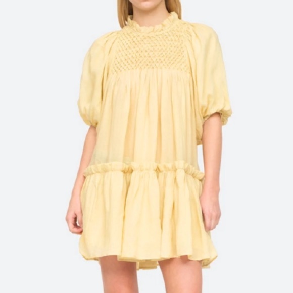 Sea | Geneva Lantern Sleeve Dress in Macaroon - Picture 4 of 5